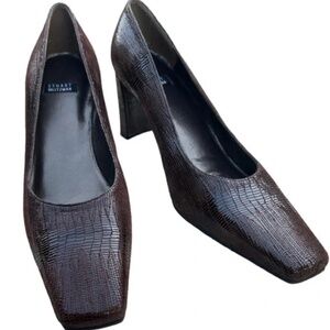 Stuart Weitzman  New leather Embossed Heels Size 7